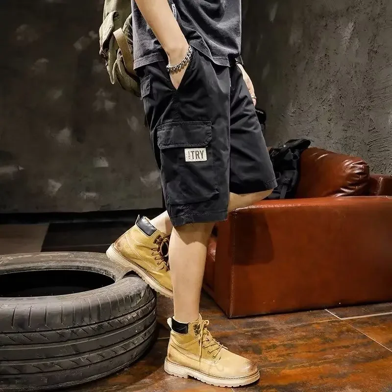 Men's Cargo Shorts Multi Pocket Black Male Short Pants with Draw String Beautiful Luxury Jorts Hevy Whate Designer Y2k Homme