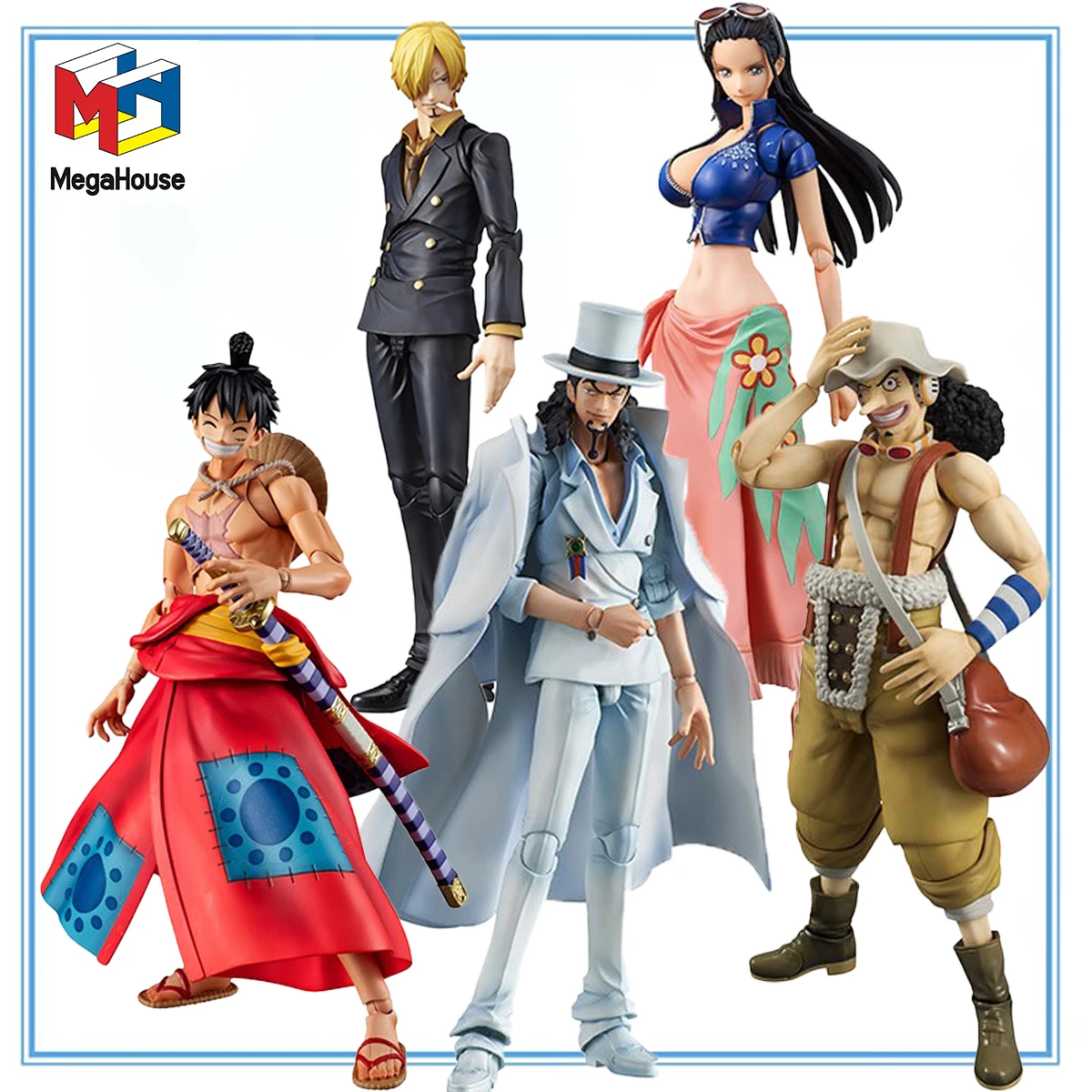 100% MegaHouse Variable Action Heroes One Piece Sanji Usopp Monkey D. Luffy  Nico Robin Rob Lucci Anime Figure Action Figure