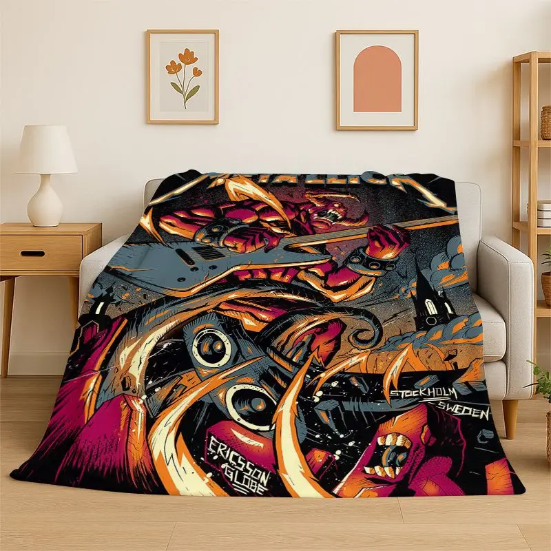 Metal Band M-Metallica Thrash Cartoon Flannel Throw Blanket,Warm Cozy Blanket for Bed,Sofa,Couch,Bedroom,Living Room,Office,Gift