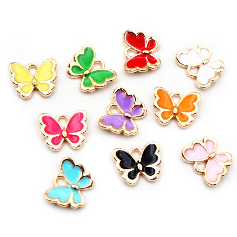 20pcs 10x13mm Lovely Butterfly Charms Pendant Enamel Small Alloy Charms DIY Jewelry Making Accessories for Necklace Bracelet