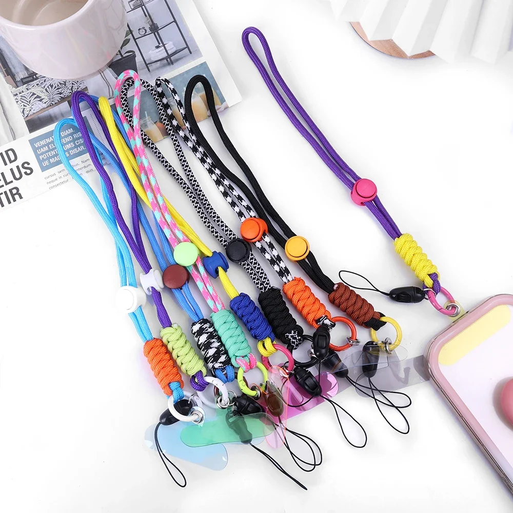Braided Mobile Phone Lanyard Strap Hanging Chain Ring Cord with Patch Wrist Strap Cell Phone Holder Detachable Rope Keychain
