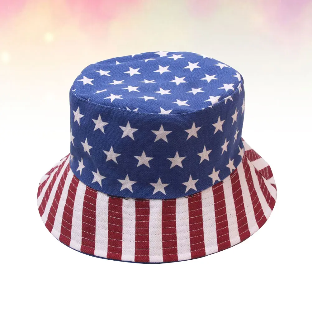 

Sun Protection Bucket Hat Lightweight Breathable American Flag Design Outdoor Travel Headdress Fisherman Hat Wide Brim Gardening