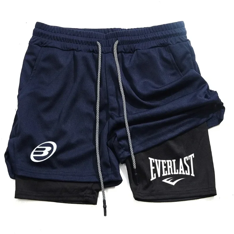 

EVERLAST мужские модные брендовые шорты, летние удобные быстросохнущие спортивные шорты для бега в тренажерном зале, мужские шорты для фитнеса 2-в-1