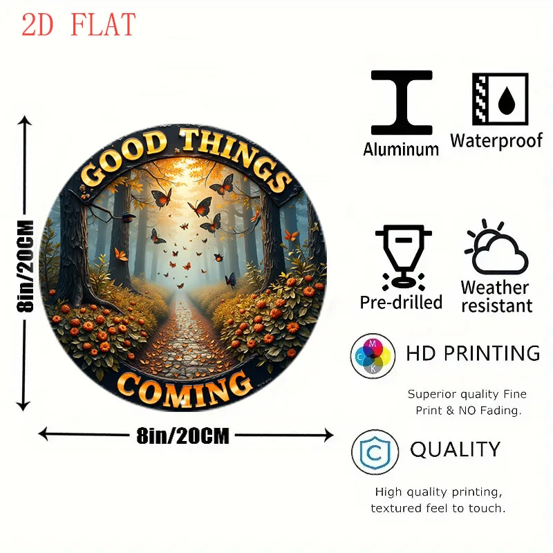 2D Flat - 1pc 20.32 Cm Round Metal Wall Decor Sign 