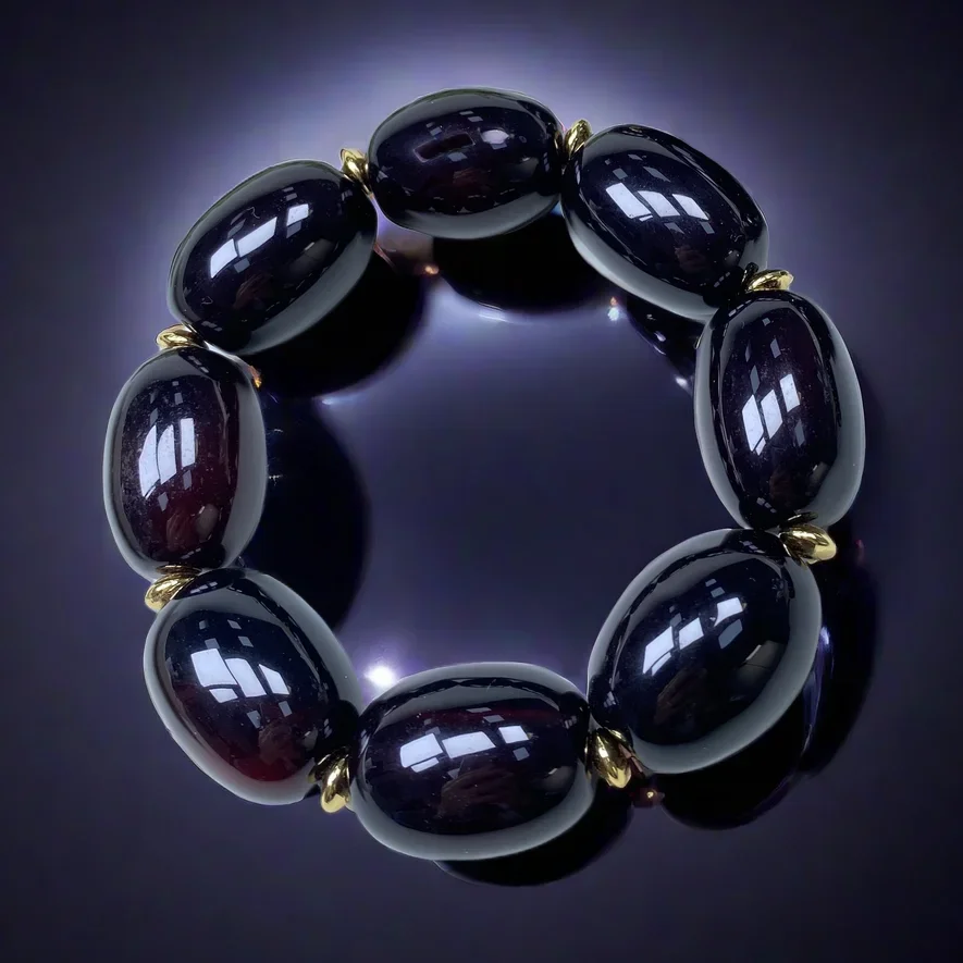 Collectible Grade High Quality Black Gold Blood Gallbladder Blood Ionic Agate Jujube Bead Hand String Tonifying Blood for Men's