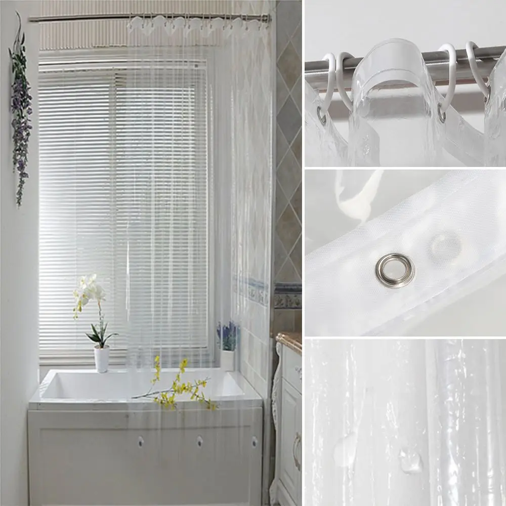 Fashion Shower Curtain PEVA Plastic Bath Supplies Water Splash Resistant Waterproof Transparent Mildewproof Bathroom Accessaries