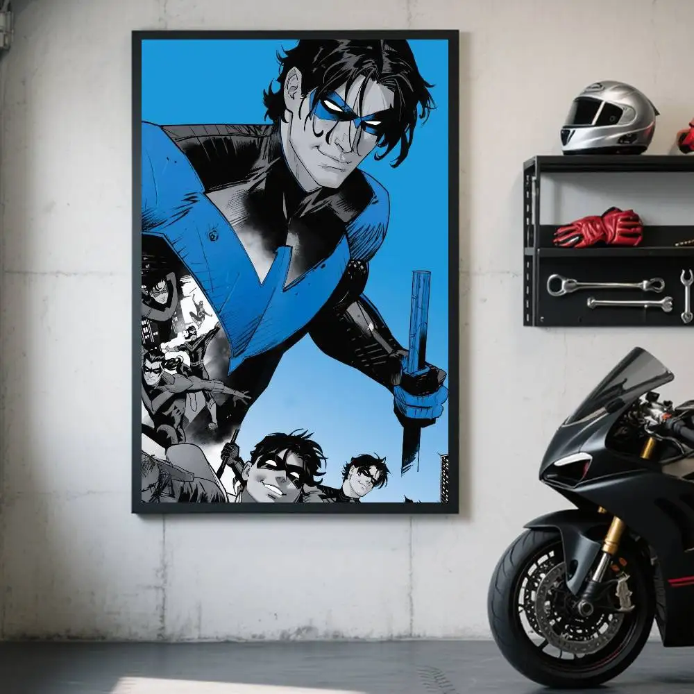 1 Stück Justice League Charakter Nightwing Poster, selbstklebender Kunst-Aufkleber aus wasserfestem Papier, Kaffeehaus, Bar, Zimmer, Wanddekoration – Detail 5