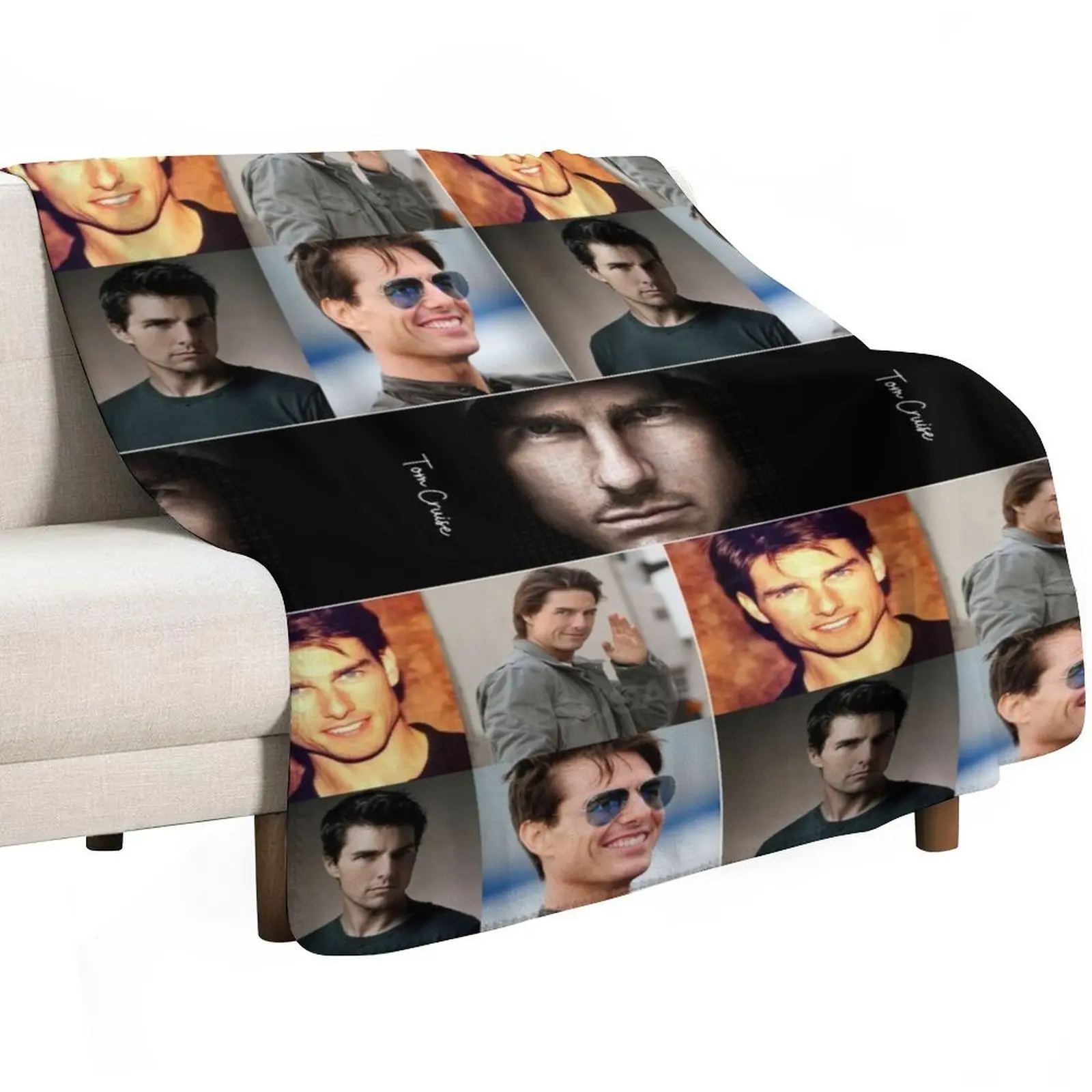 Tom Cruise Handsome American actor Super Cool Aesthetic Collage - 1 Throw Blanket Soft Beds Soft Blankets