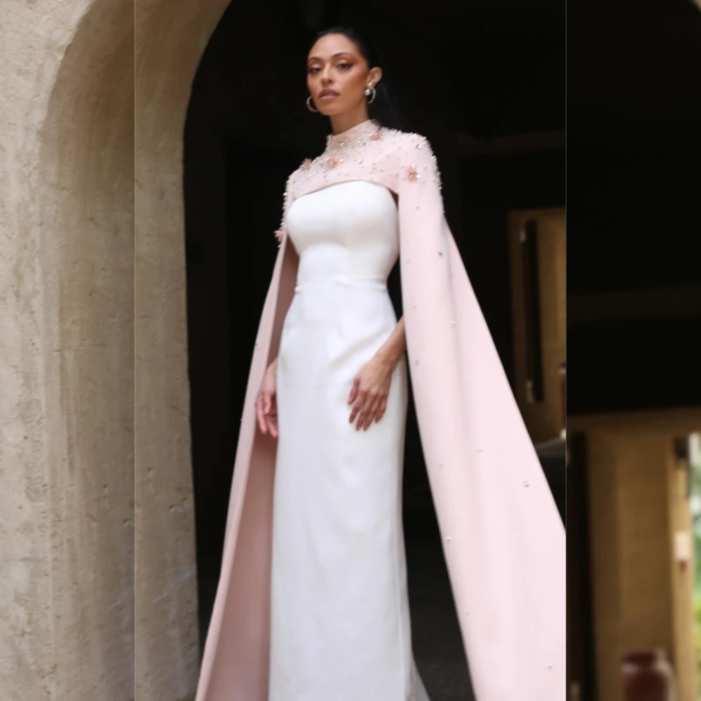    Prom Satin Beading Cocktail Party A-line High Collar Custom Occasion Gown Sukienki midi