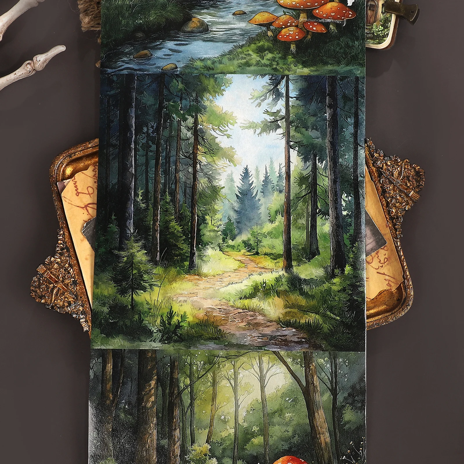 15cm*199cm Vintage Forest Mushroom Landscape Washi Tape Creative DIY Journal Material Collage Scrapbooking Stationery
