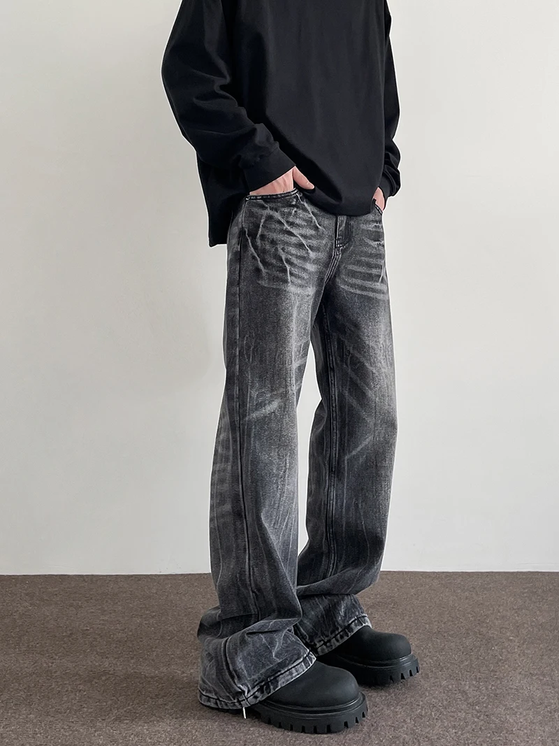 

Джинсы Apuee American High Street Cleanfit Vintage с узором в виде молнии, прямые, слегка расклешенные, повседневные, молодежные, модные брюки