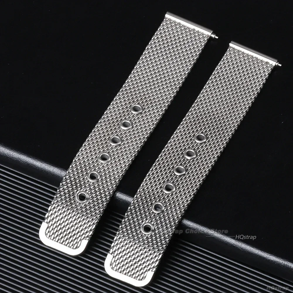 22 20mm pulseira de malha milanesa para omega 007 pulseira de aço inoxidável para seamaster 300 original dobrável fecho pulseira de negócios