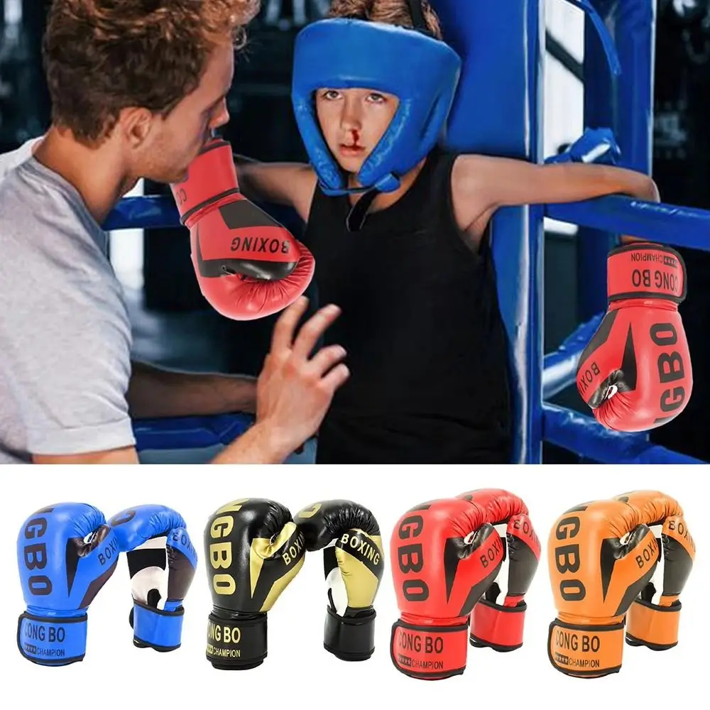 1Pair Breathable Kids Boxing Gloves 6oz Muay Thai MMA Punching Karate Child Punching Gloves PU Leather Training Gloves