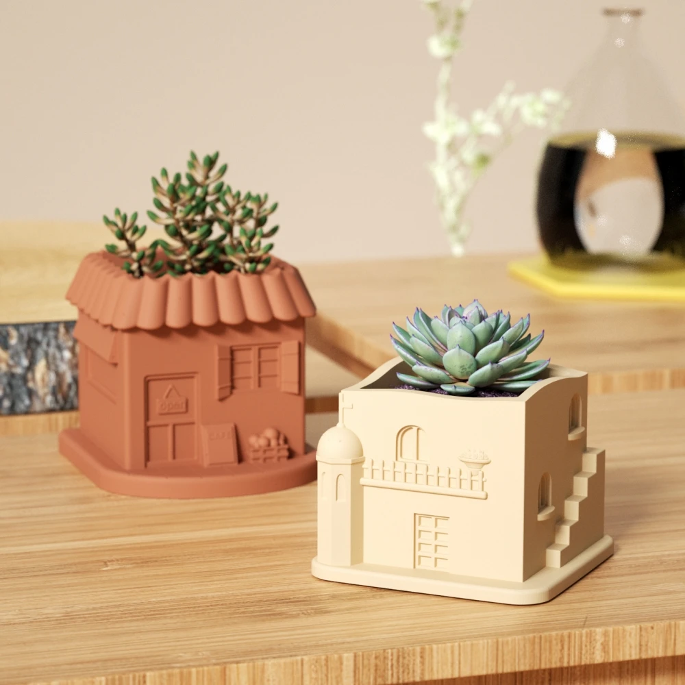 

Mini House Plant Pot Silicone Mold for Jesmonite Handmade Concrete Garden Pots Making Multi-function Pen Container Home Decor