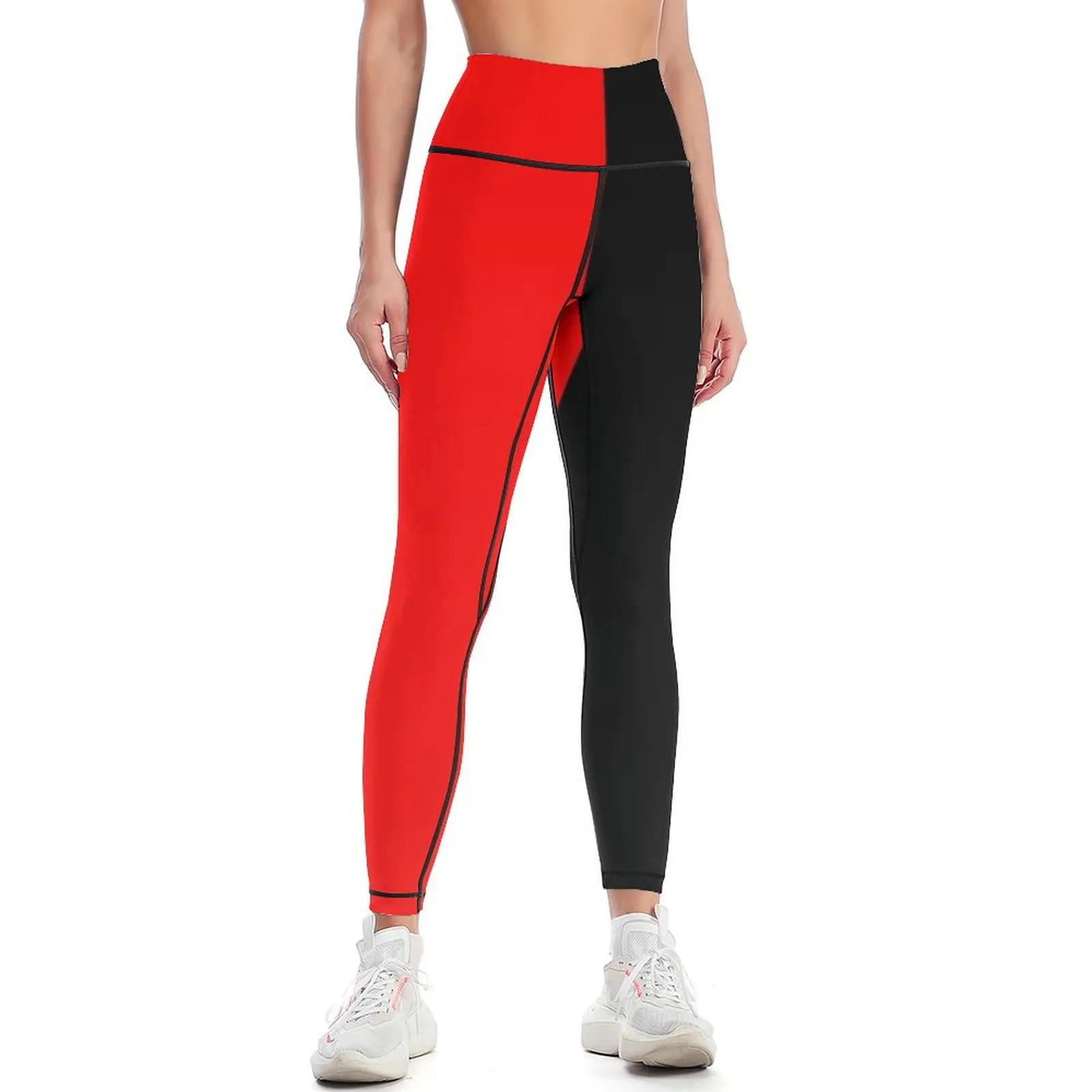 

Backpack Half Red Half Black Leggings Jogger pants sport legging Leginsy push up Sports female Womens Leggings