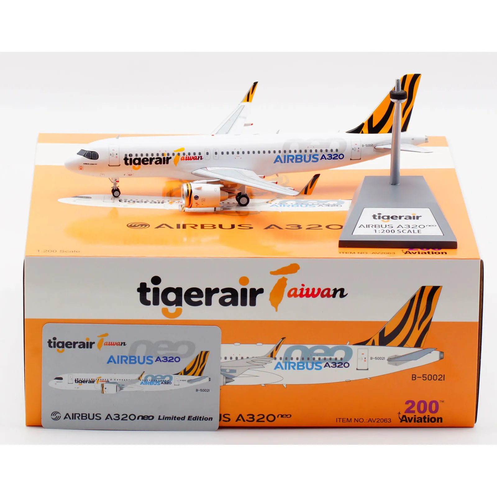 AV2063 Alloy Collectible Plane Gift Aviation 1:200 Tigerair Taiwan Airbus A320neo Diecast Aircraft Jet Model B-50021 With Stand