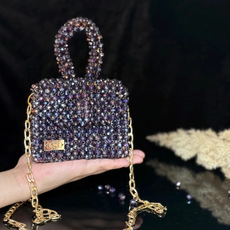 

Heavy Industry Manufacturing Crystal Beaded Bags Shining High Quality Texture Women's Bag Cross Shoulder Party Banquet Handbag
