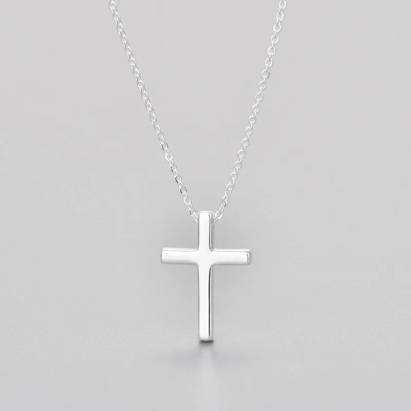 925 Sterling Silver Necklace For Women Adjustable Simple Cross Shape Necklace O-Chain Choker Necklaces Birthday Gift Chocker