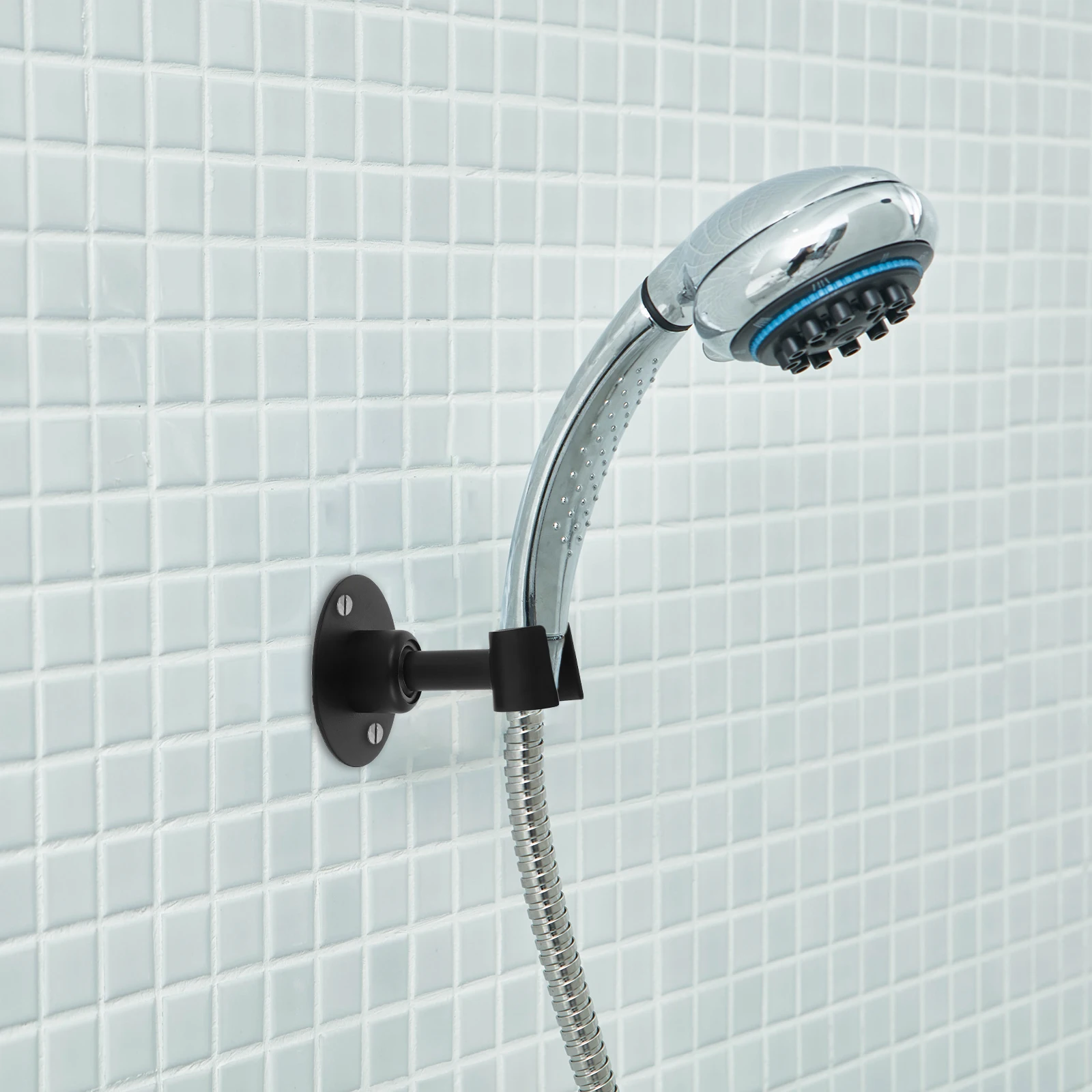 

1pc Adjustable Stainless Steel Shower Head Holder Wall Mount Adhesive Bathroom Rack Sprayer Bracket Fixing Base Bathroom Supply