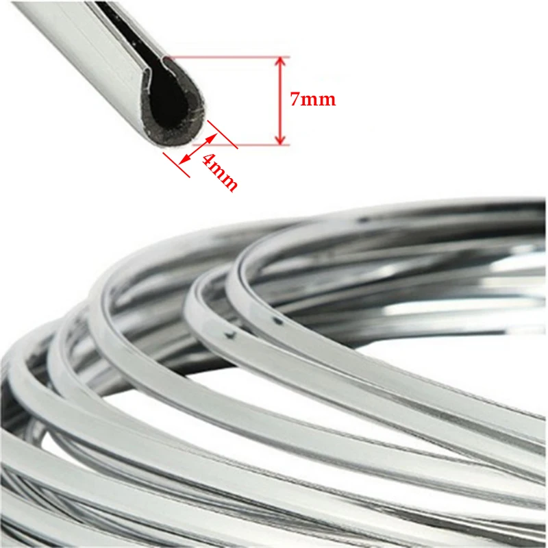 Chrome Car Door Protector Moulding Strip U Style 4Meters Silver Edge Protection Trim Impact Grill Line Truck SUV Accessories