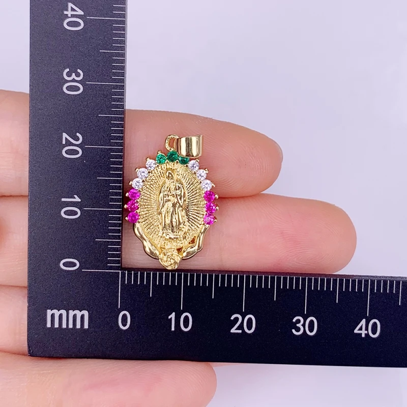 Religious Virgin Mary Prayer Jesus Amulet Pendant Necklace CZ Cubic Zirconia Gold Plated For Women Men Fashion Jewelry Charms