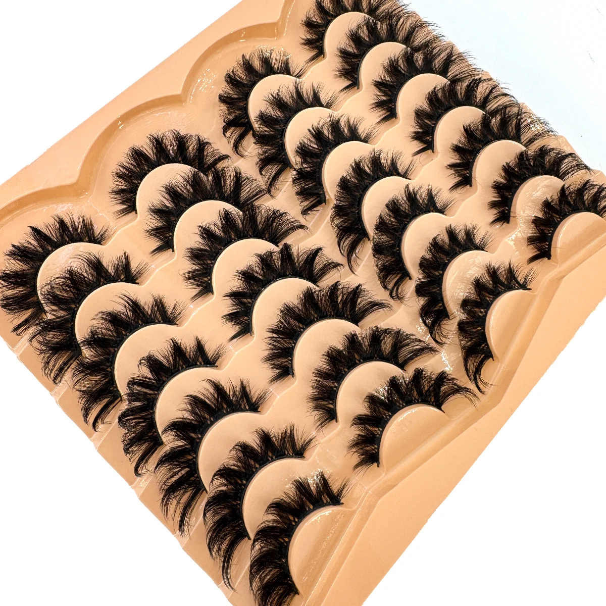 Hbzgtlad 14 pares de cílios de vison em massa volume russo fofo natural cílios postiços grossos dramáticos cílios de vison atacado maquiagem