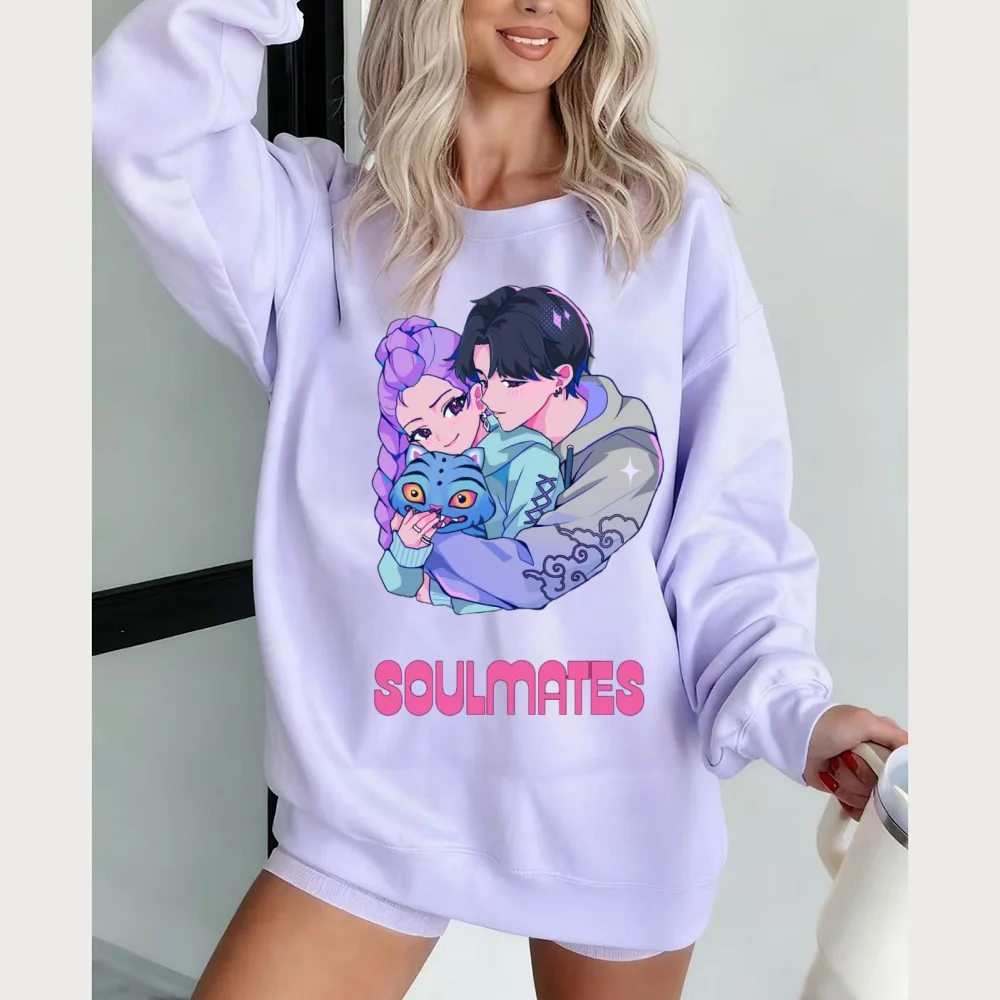 سترة بغطاء للرأس مطبوعة بنمط KPop Demon Hunter، سترة عصرية، ملابس فضفاضة غير رسمية، ملابس الشارع تناسب الجميع