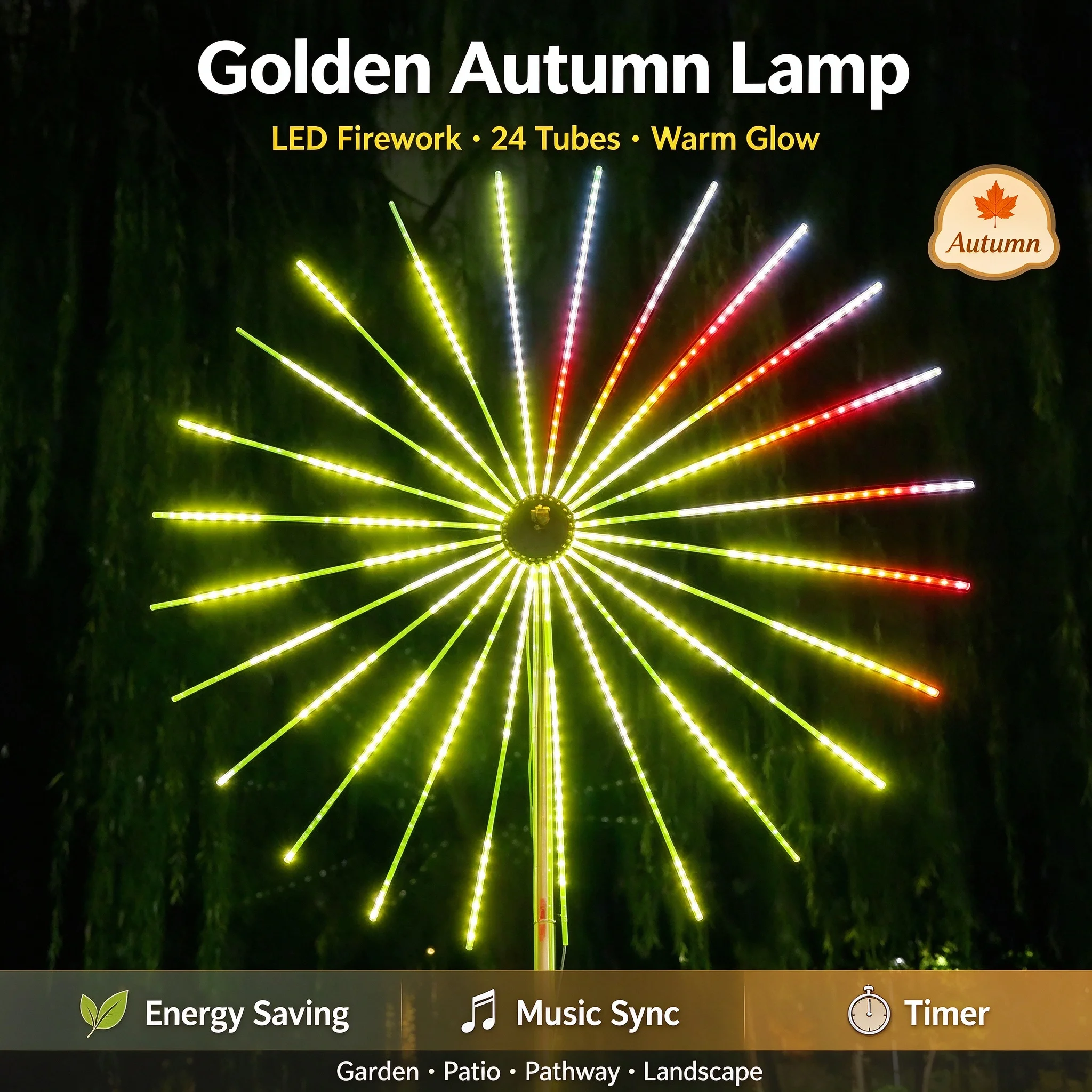 2026 Firework Lights, Sound Activated RGB Dancing, Waterproof, Dual Speakers, Dimmable Brightness, APP Control