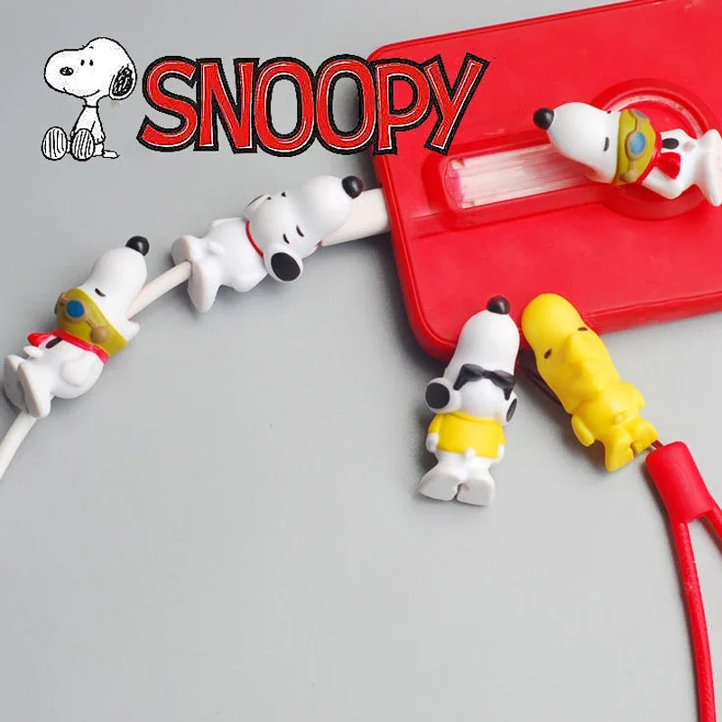 Snoopy USB Cable Bites Protector Cartoon Cover Protect Case for Iphone Cable Charging Protective Cover Cellphone Decor Wire Gift