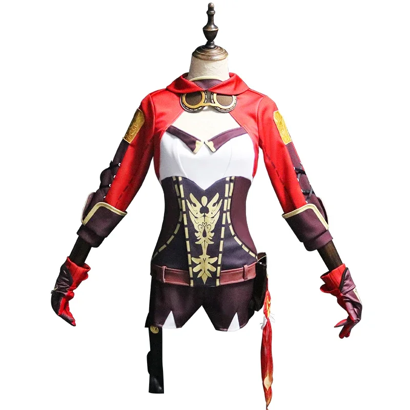 

Game Genshin Impact Amber Cosplay Costume Amber Cosplay Costumes Women Red Clothing Halloween Top Pant Uniform Full Set Wig