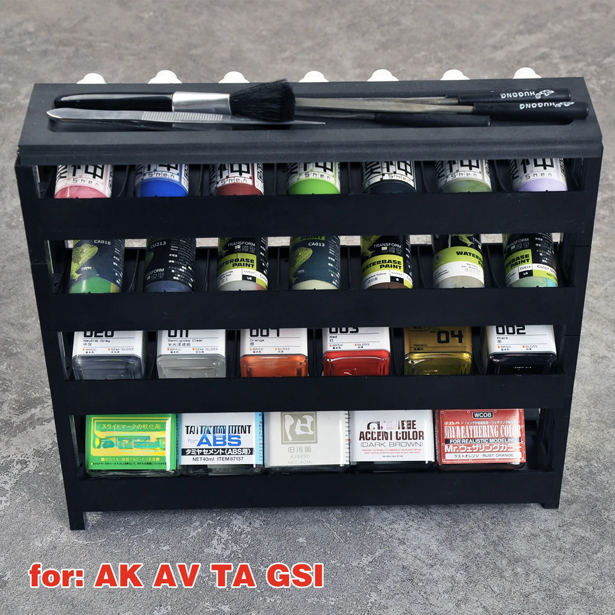 Modulares Farbregal zum Zusammenbauen, stapelbarer Desktop-Farbschrank zur Aufbewahrung von AK AK MIG GSI TA Malwerkzeugen – Detail 1