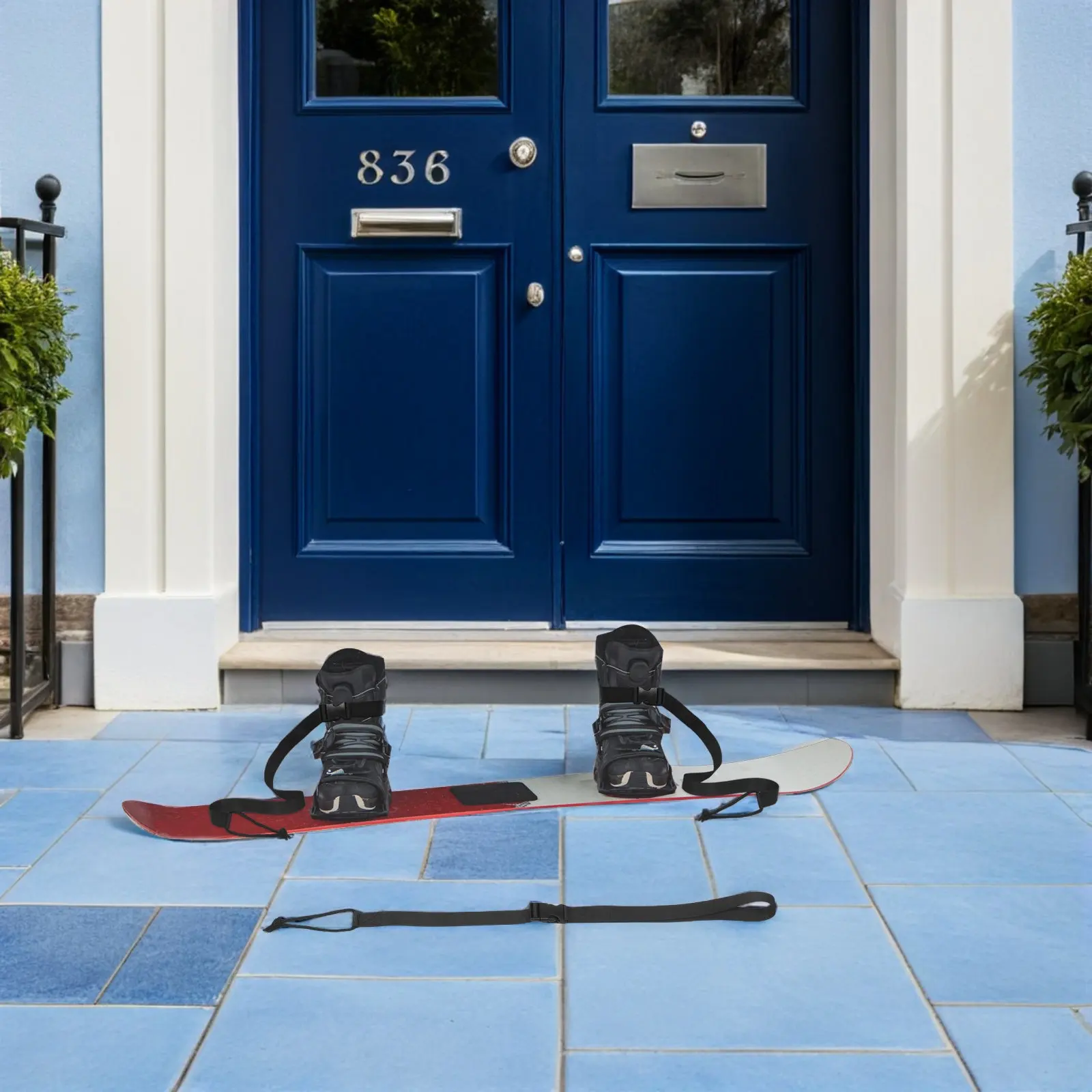 

2Pcs Adjustable Snowboard Binding Leash Straps for Secure Board Retention Lightweight Universal Ski Boot Holder Strap Black 68Cm