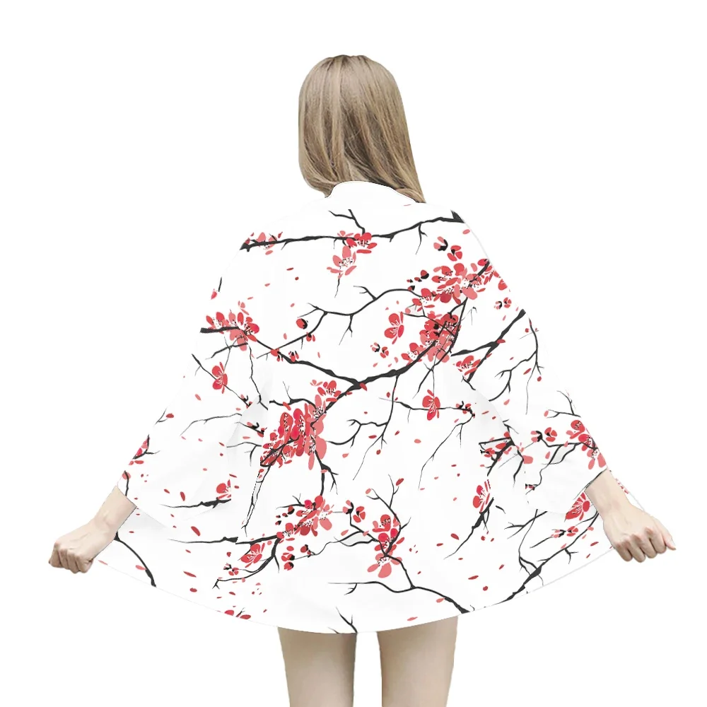 جديد اليابانية زهر البرقوق نمط المرأة التقليد كيمونو اليابان Harajuku نمط الرجال سترة للجنسين ملابس بحر عصرية