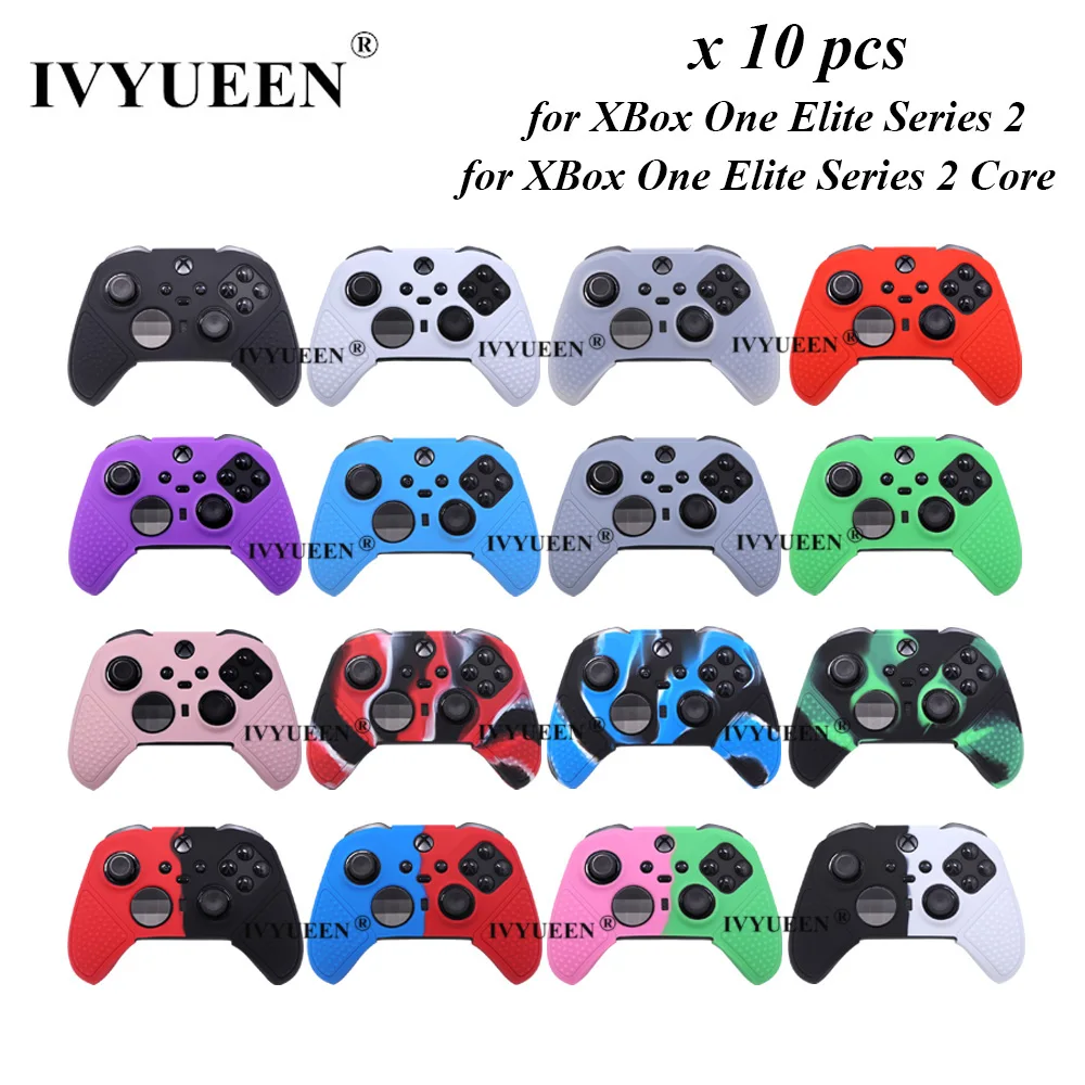 

IVYUEEN 10 PCS Soft Anti-Slip Silicone Cover Skins for XBox One Elite Series 2 S2 Core Controller Case MixColor Protector Cover