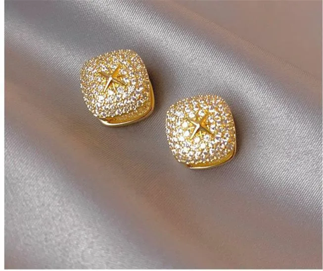 

lingzhiwu Top Quality Vintage Square Earrings Personality Ear Buckle Metal Ear Decoration Female 2024 Fashion Autumn Winter New