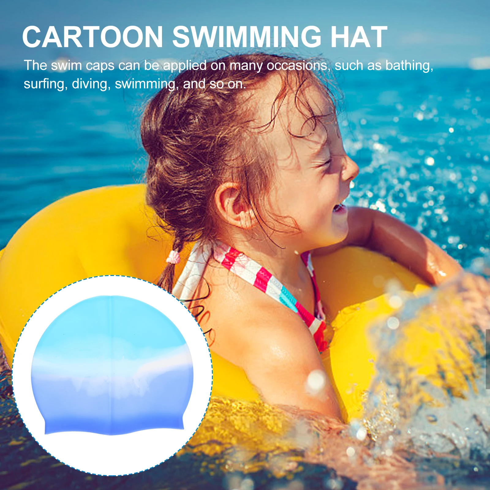 

Men Kids Swim Cap Hair Caps for Swimming Gradient Silica Gel Waterproof Women's