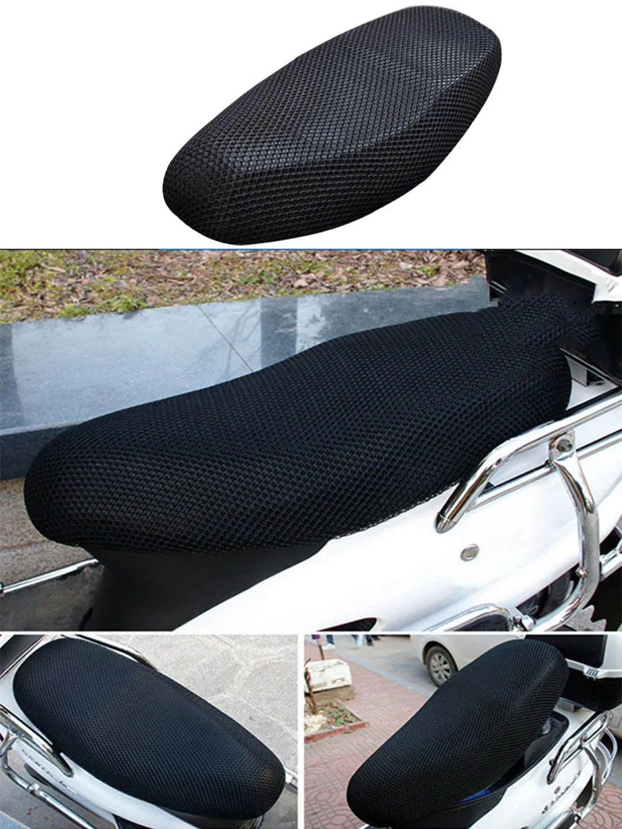 AliExpress Motorcycle 3D Mesh Fabric Non-slip Pad Scooter Seat Electric Bike Seat Cover Summer Cool Honeycomb Design Ventilation Seat Cover