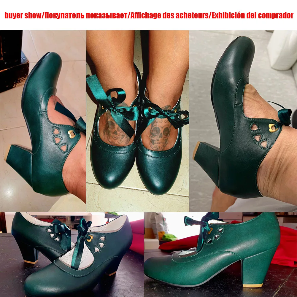 DORATASIA, talla grande 34-43, nuevos zapatos de tacón Mary Jane para mujer, zapatos de tacón alto grueso con lazo a la moda, zapatos de tacón para