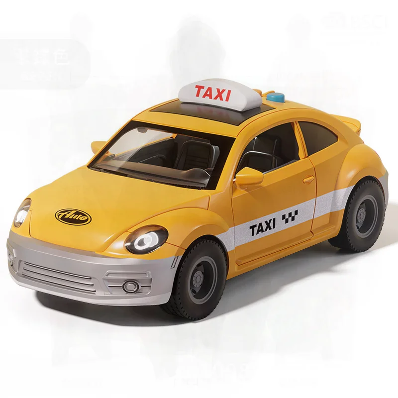 大きな慣性を持つタクシーのおもちゃ、男の子と子供向け、サウンド、ライト、パズル、開閉可能なドア付き、工場直販 - 視覚知能