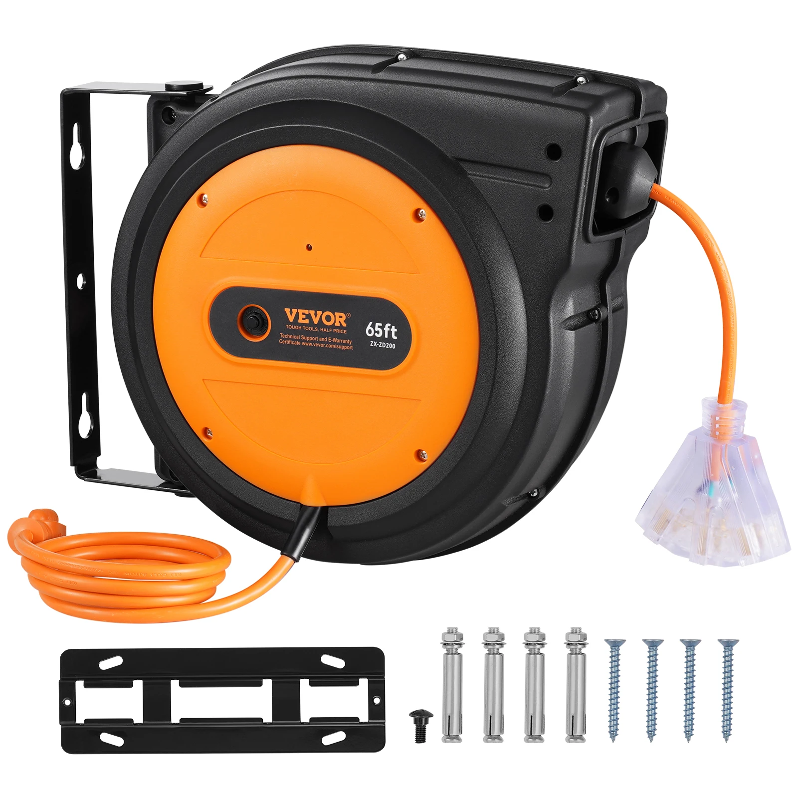 بكرة سلك تمديد قابلة للسحب بكرة سلك الطاقة 65FT 12AWG 3C SJTOW