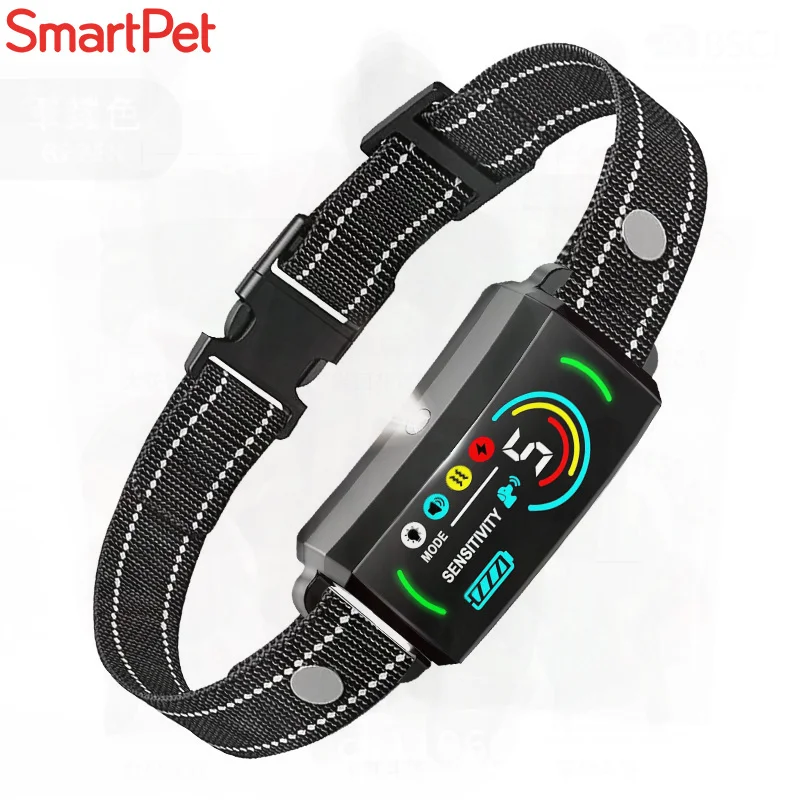 Smartpet Anti-Barking Collar Color Screen Dog Training Device Multi-Functional Waterproof Vibration Electric Shock Automatic for