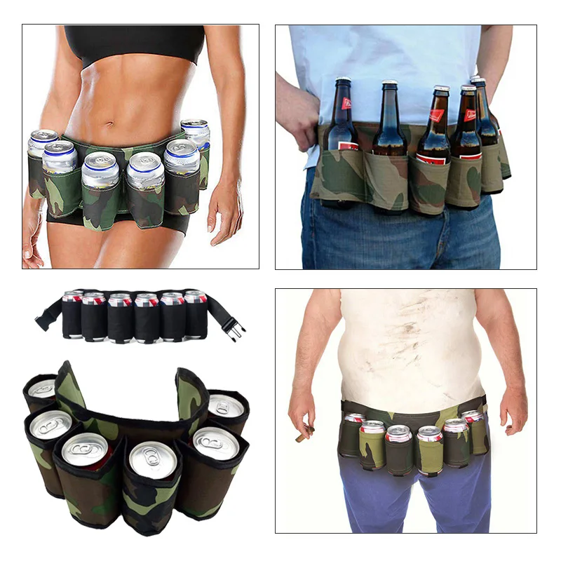 Portable Storage Waist Belt Can Hold 6 Cans Of Beverage Beer Climbing Camping Hiking Waist Belt Can Holder Hanging