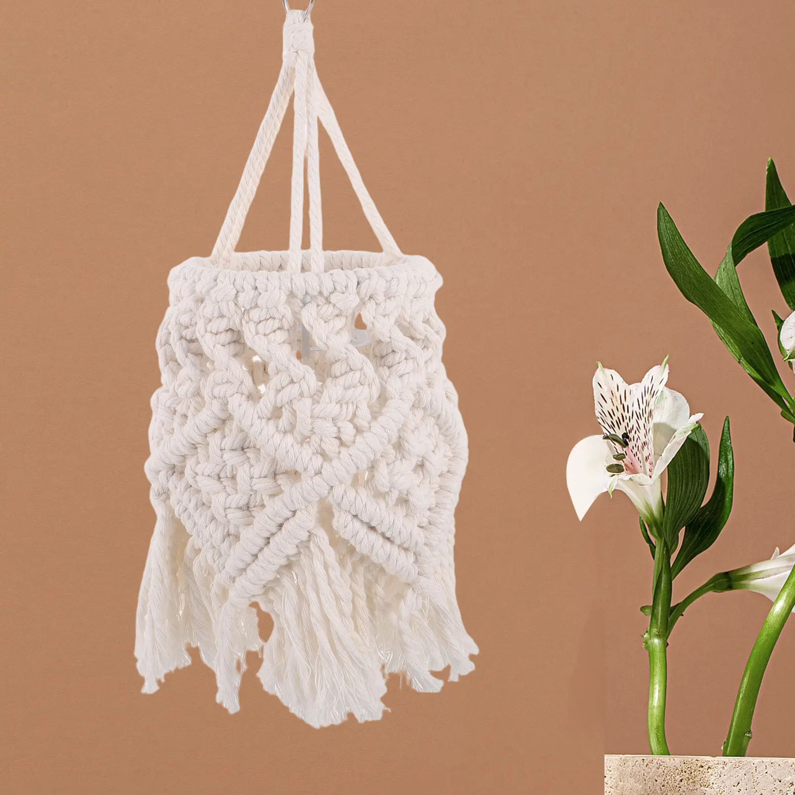 Handwoven Lamp Shade Bohemian Style Cotton Rope Woven Light Shade Cover for Living Room Bedroom Nursery Dorm Hanging Lamp Modern