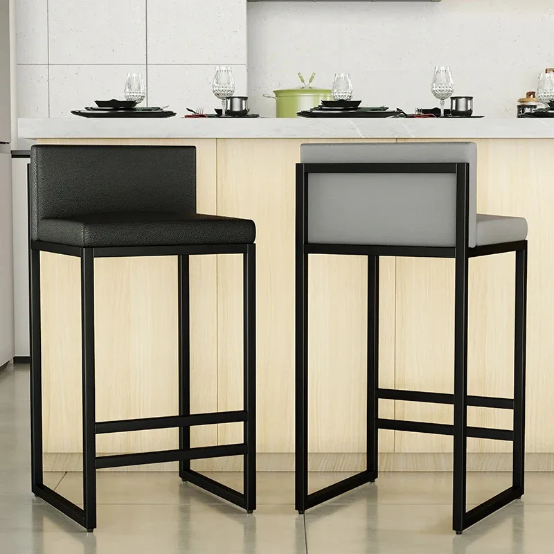 Tabouret de Cuisine Nordique en Métal Noir, de Haute Qualité, Mobilier de Maison Européen