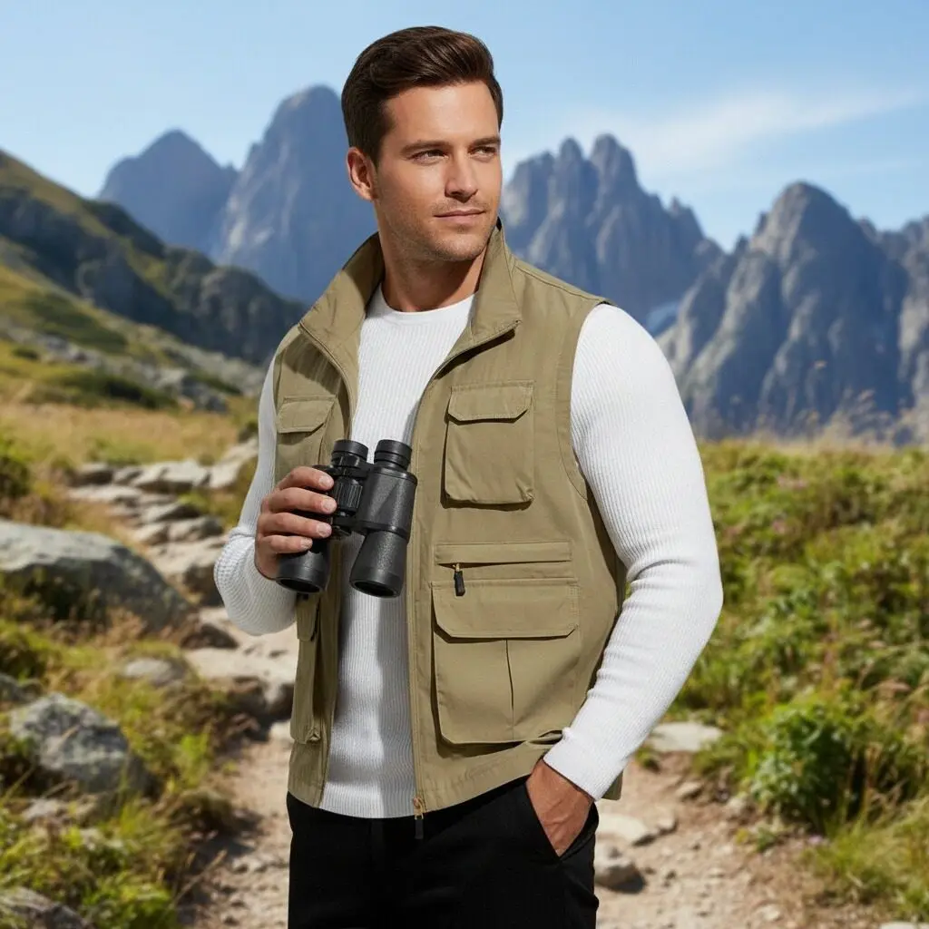 

Мужской уличный жилет Maxbarley с несколькими карманами, куртка без рукавов для фотосъемки, весенне-осенняя повседневная легкая сетчатая дышащая куртка