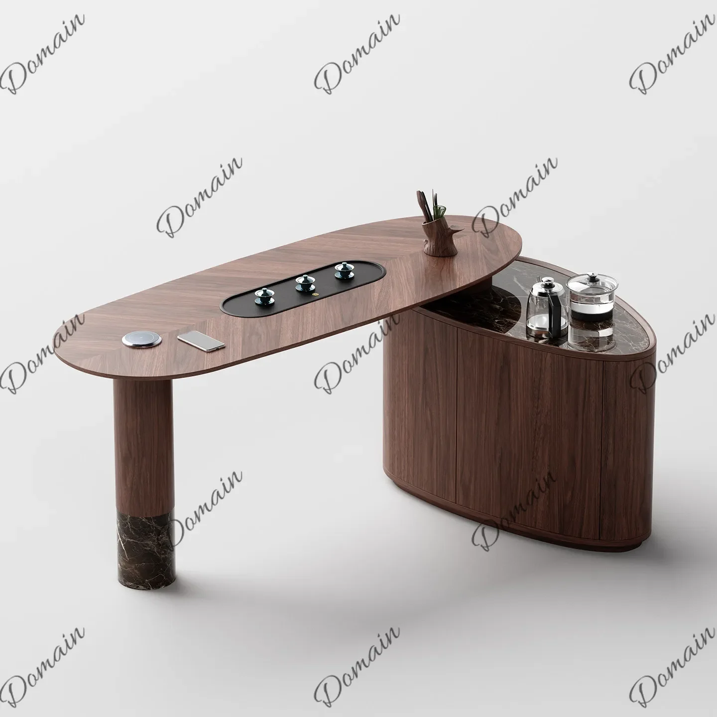 BJ Luxury Solid Wood Tea Table Set Boss Office Kung Fu Tea Desk Minimalist With Side Cabinet