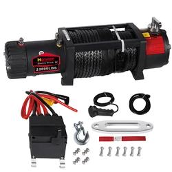 Zum Verkauf 20000lbs Batterie winden 12v wasserdichte 4x4 Offroad 22000lbs elektrische Winde mit synthetischem Seil