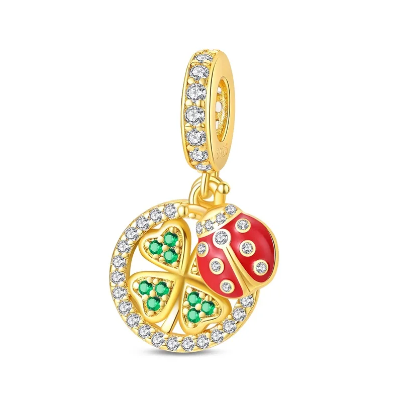 Original-Charm-Perlen aus 925er-Sterlingsilber, goldener Leopard, Glühwürmchen, Schmetterling, Heißluftballon-Perlen, passend für DIY-Armbänder, edler Schmuck