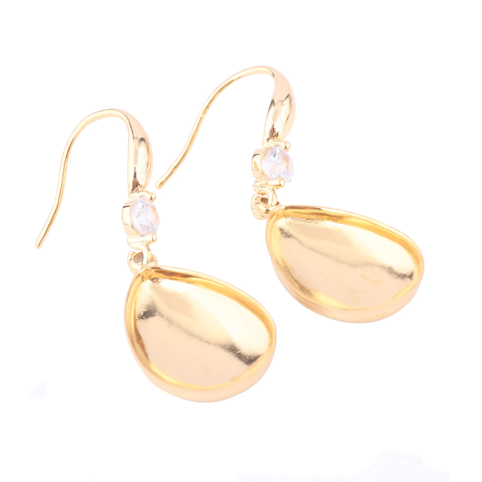 6pcs Gold Plated Stainless Steel Earring Base Setting Blanks For 13x18mm Teardrop Stones Diy Rhinestone Earrings Hooks findings image 2