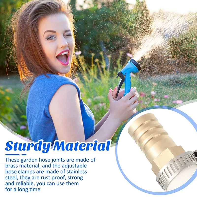 

12-компонентные соединители для ремонта шлангов с хомутами, латунный комплект для ремонта садового шланга, фитинг, комплект для ремонта водяного шланга, твердый женский шланг